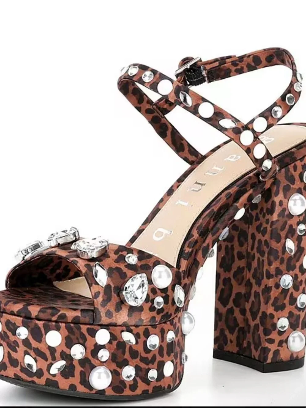 Gianni Bini Women’s Leopard Print Platform Sandals w/Crystal Embellishments NWOB